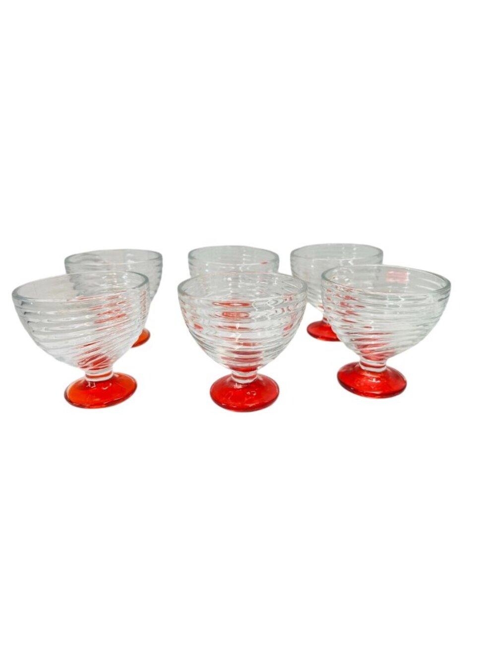 Lot of 6 Vintage Anchor Hocking Manhattan Park Avenue Ribbed Swirl Dessert Bowl